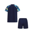 thumbnail image 2 of iiniim Kids Boys 2 Piece Swimsuit Trunk and Rashguard Set Rash Guard Quick Dry Swimwear Beachwear Bathing Suit Navy Blue& Yellow 4XL, 2 of 7