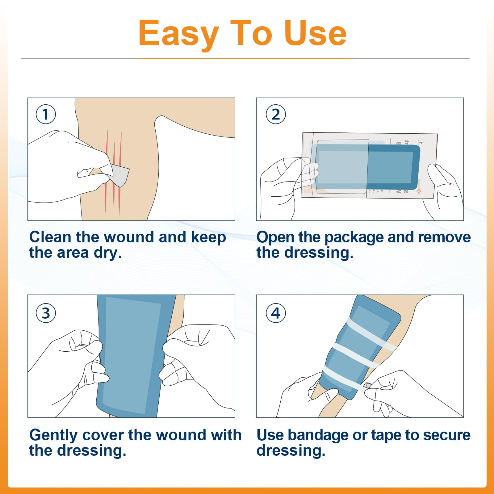 Carbou Super Absorbent Wound Dressing Pads 4"x 8", 10 Individual Pack, Non Adhesive Absorbent Bandages for Wound Care, Soft Highly Absorbent Dressing