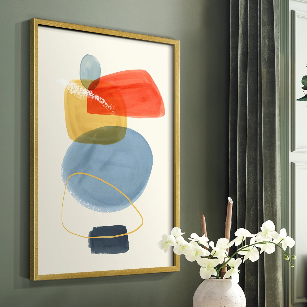 Bright Color Bundle I Framed Print in Gold Solid Wood Framed Print No Nail Hanging