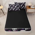 thumbnail image 4 of Manfei Halloween Skull Zipper Full Size Comforter Sets with Fitted Sheet and 2 Pillowcases, Gothic Graffiti Zipper Bedding Set, Black Purple Blue,Black Reversible,4pcs, 4 of 6