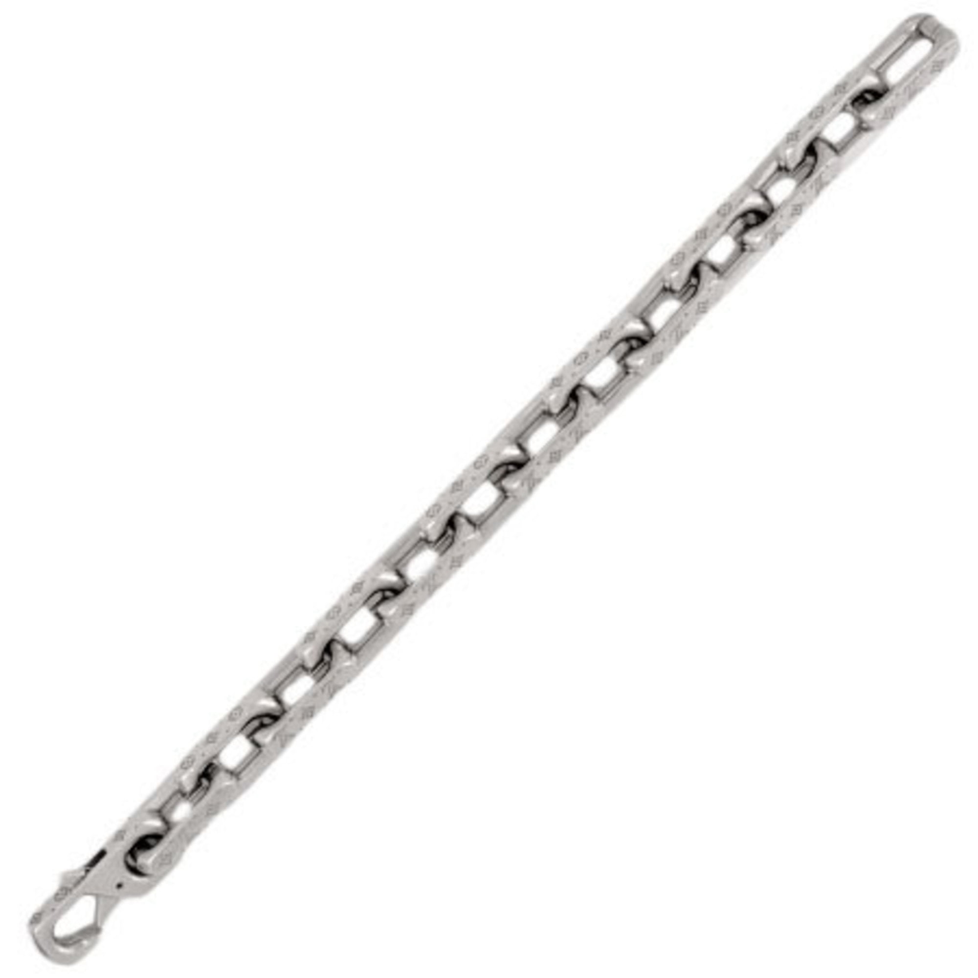 LOUIS VUITTON Bracelet Monogram Chain Size L Silver/Black M1205L