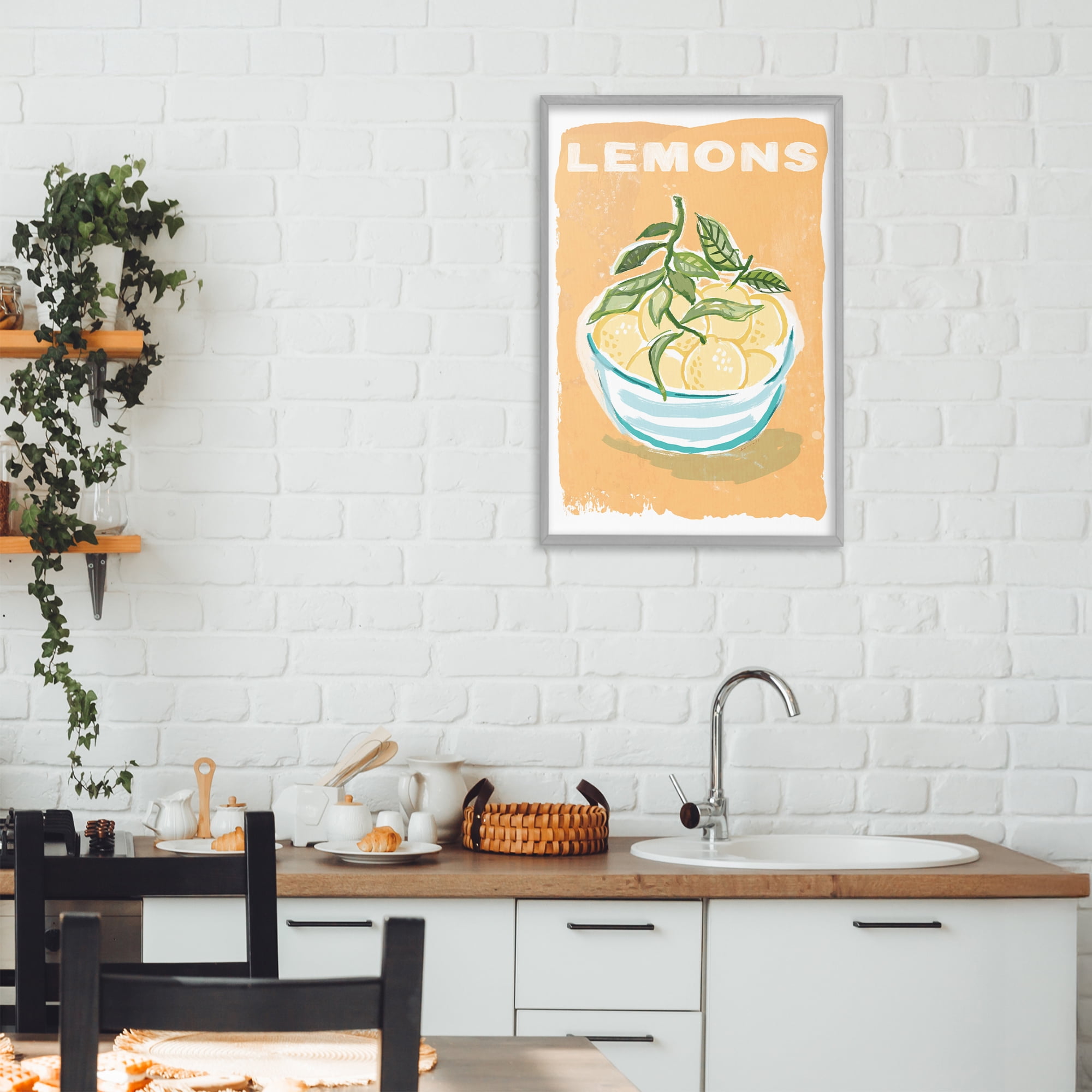 Stupell Industries Lemon Twist Motif Gray Framed Giclee Art, design by Chad Barrett