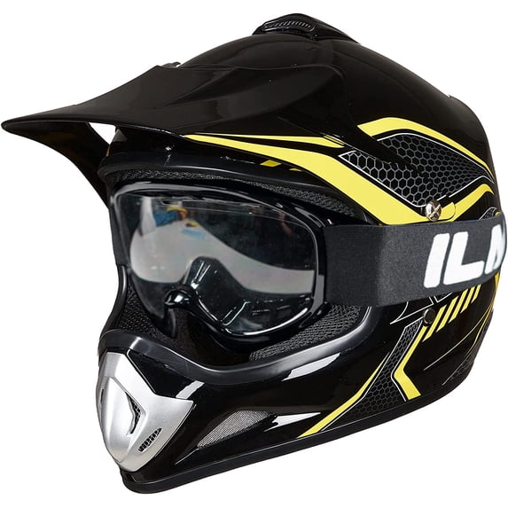 ILM Youth & Kids Dirt Bike Helmet ATV Motocross Off-road Full Face Protective Helmet DOT(Yellow, X-Large)