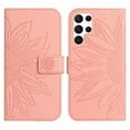 thumbnail image 2 of Cowithday Flip Wallet Cover Case for Samsung Galaxy S22 Ultra 5G Phone, S22 Ultra TPU Case, PU Leather Embossed Sunflower Shockproof Kickstand Slim Magnetic Case for Samsung S22 Ultra 6.8", Pink, 2 of 11