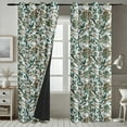 thumbnail image 4 of Vargottam Room Darkening Curtains - Tropical Lotus Pattern, Set of 2 Panels, 52" x 108" - Grommet-Top Blackout Window/Door Drapes for Bedroom, Nursery & Living Room - Green, 4 of 9