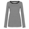 thumbnail image 5 of Outfmvch t shirts for women Long Sleeve Round Neck Basic T-Shirt Striped Shirts Tunic womens tops shirts for women Black, 5 of 9