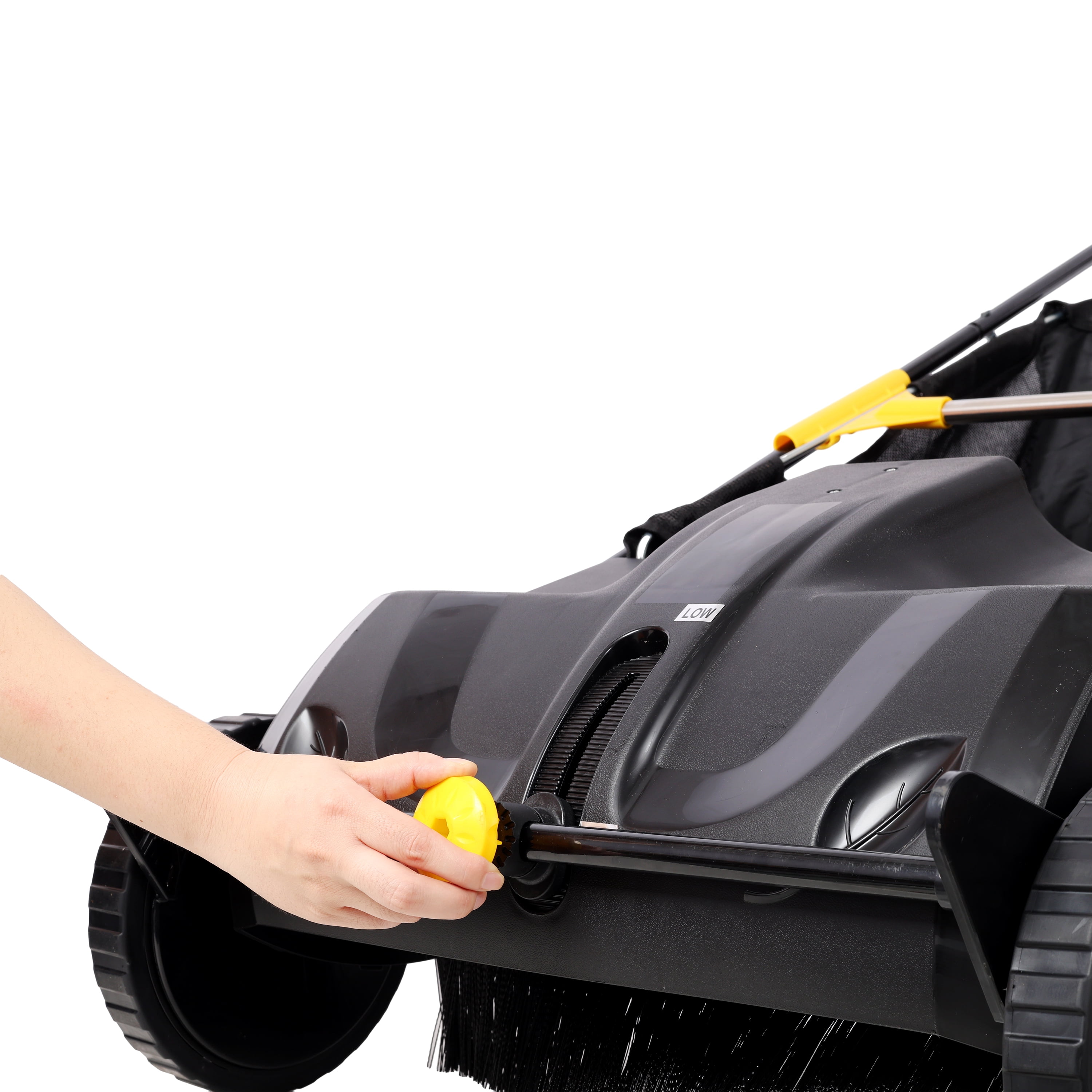 Hand Push Lawn Sweeper, 21 Inch Leaf & Grass Collector 3.5 cu. ft Hopper Bag Capacity. with Adjustable Brush Height