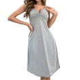 thumbnail image 5 of YUEVORA Women's Sleeveless V-Neck Knit Midi Dress, Casual Summer Nightgown with Button Soft Lounge wear for Home & Daily, 5 of 8