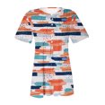 thumbnail image 5 of Jacenvly Summer and Fall Tops for Women Crew Neck T Shirt Comfortable Misses Elegant Casual Print Crewneck Loose Short Sleeve T-Shirt Top Blouse Pullover, 5 of 5