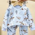 thumbnail image 4 of Wenfanal Kids Boys Cotton Pajama Sets,Baby Boy Clothes Fall Outfit,Kids Underwear Sets Boys Thermal Underwear Baby Girls Loungewear Kids Clothing Boys Fashion Size 9-10 Years,Light Blue, 4 of 5