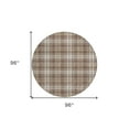 thumbnail image 3 of 8' Brown Beige And Gold Round Plaid Washable Indoor Outdoor Area Rug, 3 of 5