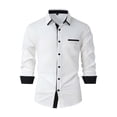 thumbnail image 1 of WTXUE Button-Up Shirts Long Sleeve, Notch Neck Shirts for Men Spring Fall Shirts Lapel Buttons Shirt Tops Cardigan Patchwork | Workwear for Men White M, 1 of 3