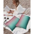 thumbnail image 3 of Pack of 2 Outdoor Pillow Covers, Green and Pink Gradient Waterproof Square Throw Pillowcase Cushion Decorative Pillow Covers for Couch Patio Tent, 20x12 in, 3 of 6