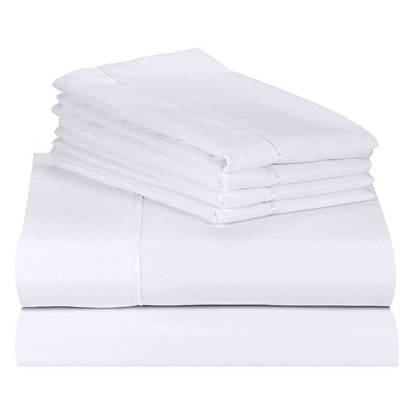Lexington Bamboo Ensemble de Draps 6 Pcs Grand Lit 18 Pouces, Blanc