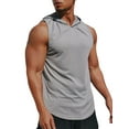 thumbnail image 3 of Arvbitana Men Quick Dry Hooded Tank Sleeveless Solid Color Fitness Training Muscle Gym Sports Vest Top Summer Shirt, 3 of 8