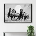 thumbnail image 4 of Framed Canvas Print Wall Art Black & White Galloping Horse Trio Animals Nature Photography Realism Rustic Landscape Portrait Wildlife Country for Living Room, Bedroom, Office - 24", 4 of 5