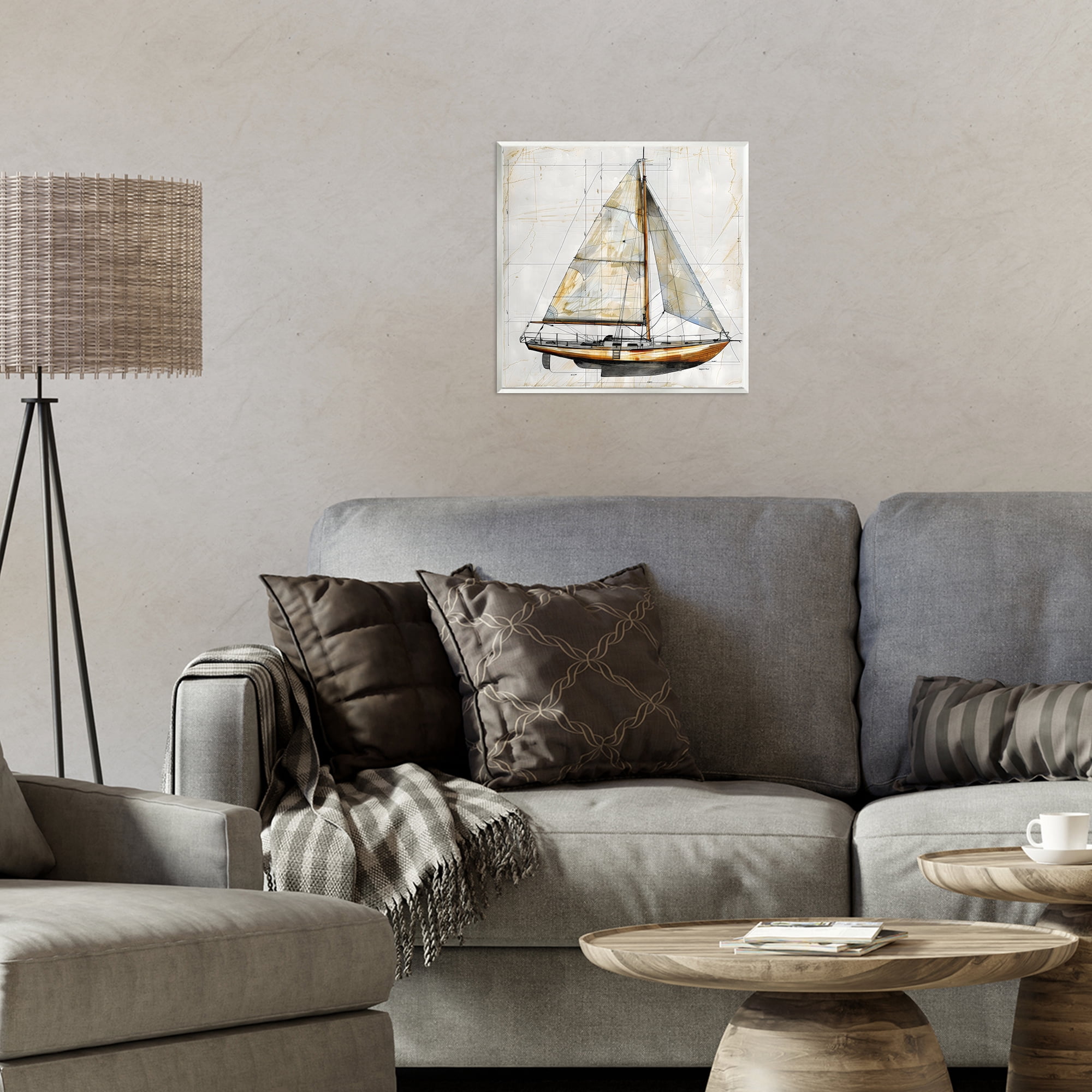 Stupell Industries Vintage Sailboat Drawing Blueprint Wall Plaque Art, design by Creative Studio