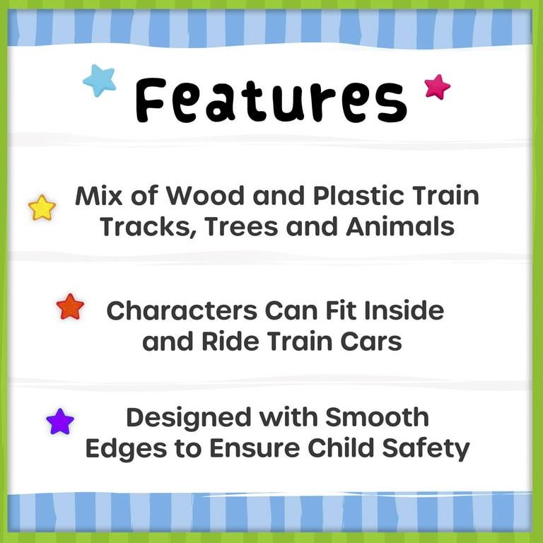 Spark Create Imagine Wood Train Railroad Set, Baby and Toddler Toys, Ages 3+