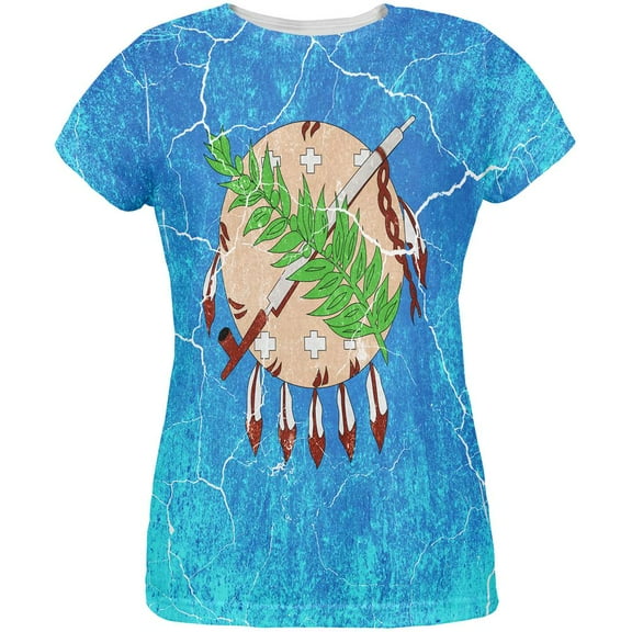 Oklahoma Vintage Distressed State Flag All Over Womens T Shirt Multi 2XL