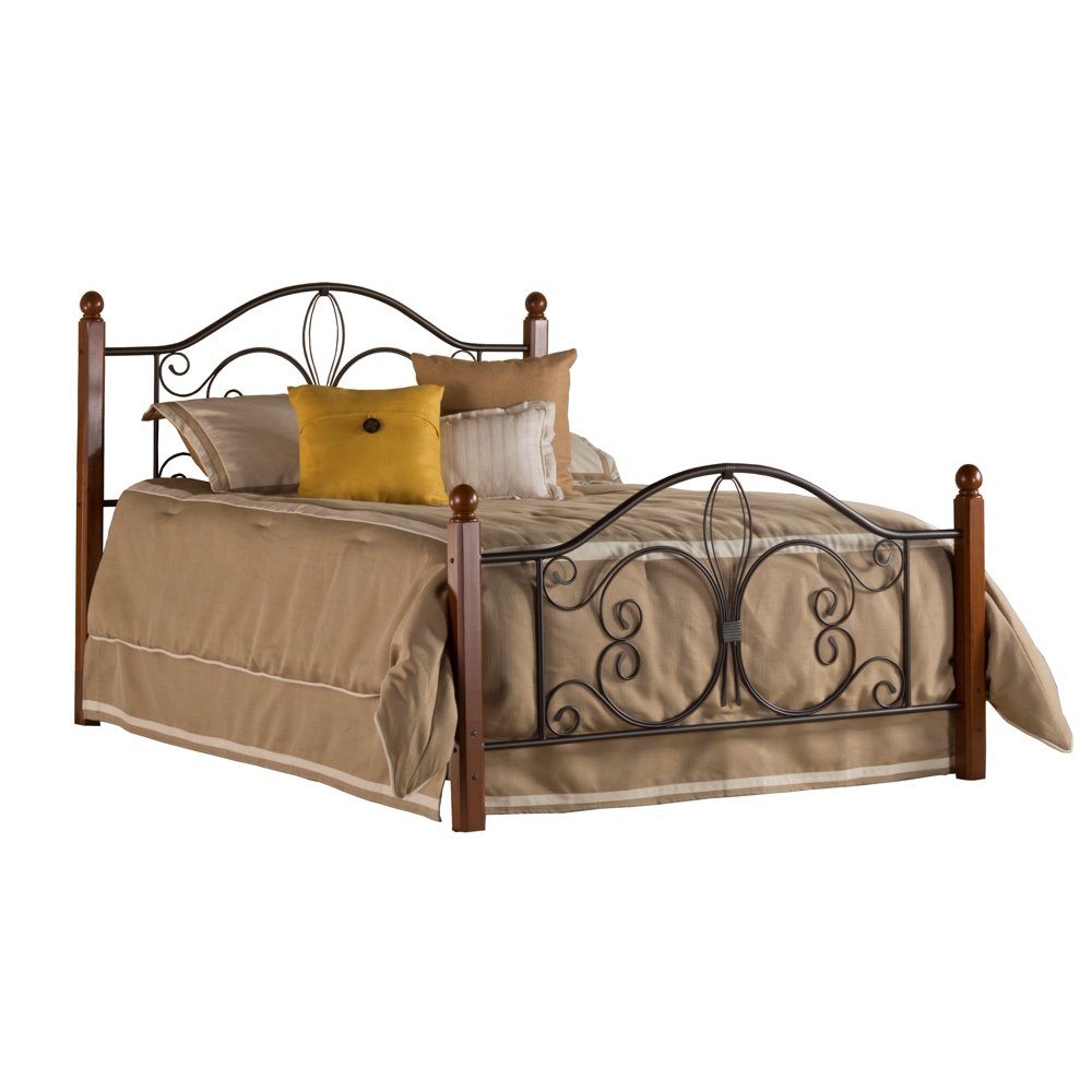 Hillsdale Furniture Milwaukee King Metal Bed with Cherry Wood Posts