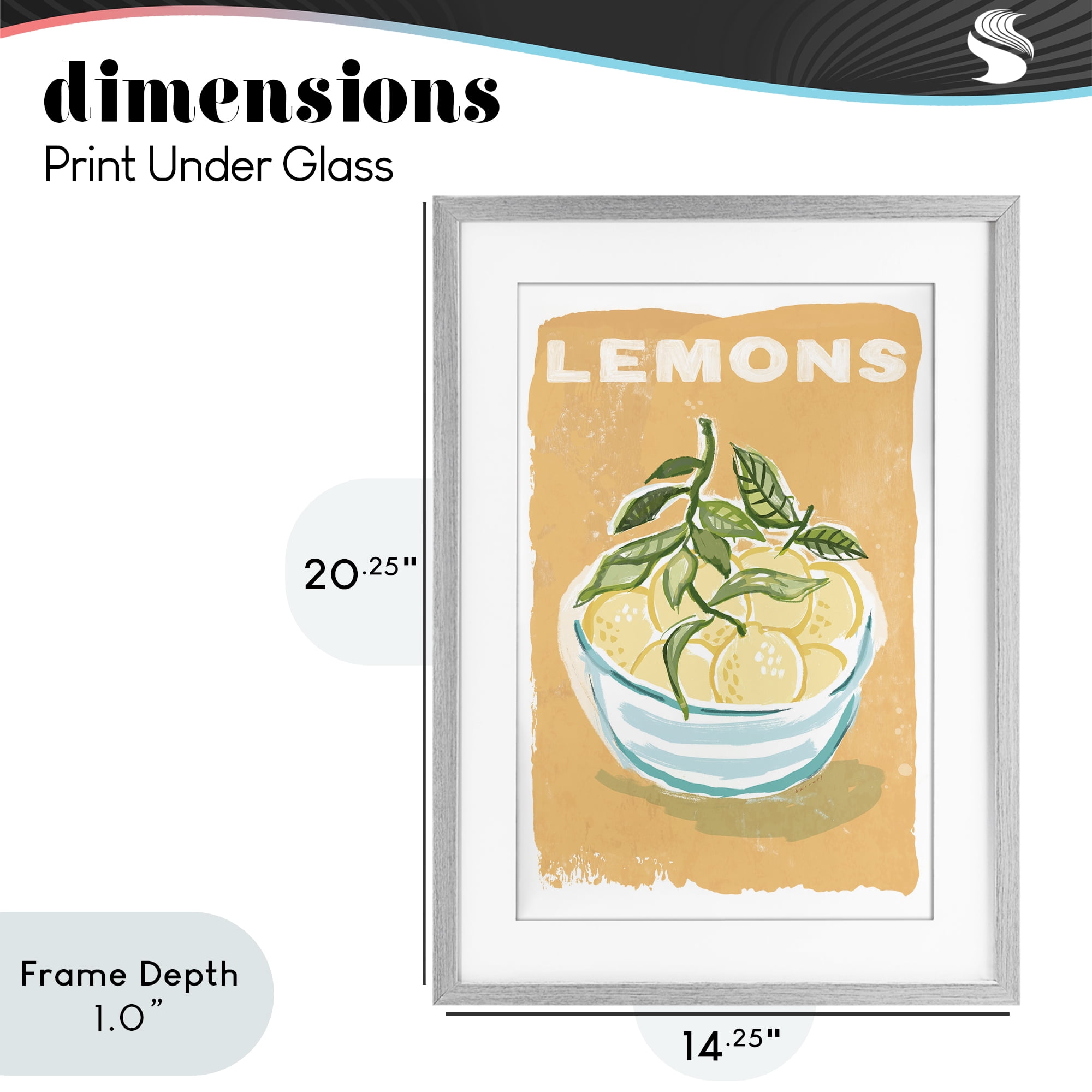 Stupell Industries Lemon Twist Motif Gray Framed Print Under Glass, design by Chad Barrett