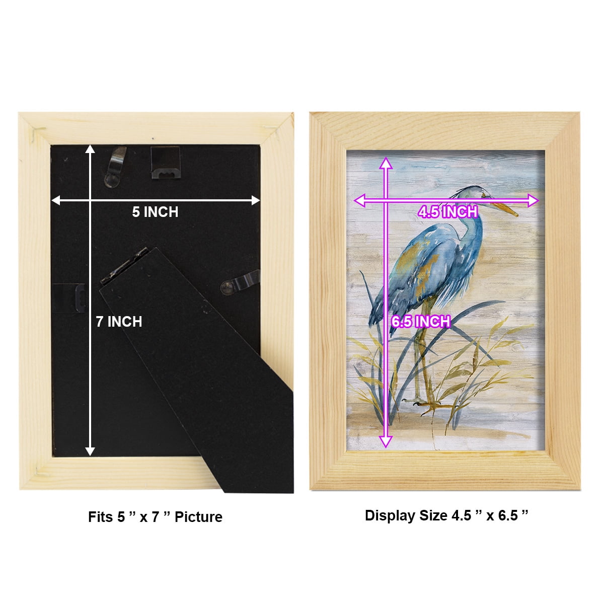 Blue Heron I -Framed Print w/glass-Natural Wood