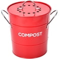 thumbnail image 1 of Spigo Steel Kitchen Compost Bin With Vented Charcoal Filter and Bucket, Red, 1 Gallon, 1 of 8