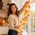 thumbnail image 6 of Yakvarog 6.6ft LED Fall Garland with Lights, Realistic Autumn Maple Leaves Garland Battery Operated for Thanksgiving Halloween Decor, Doorway Stair Railing, Indoor Outdoor, 6 of 7