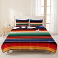 thumbnail image 3 of King Quilt Set 96''x106'', Colorful Striped Lightweight Summer Bedspread Coverlet Set with 2 Pillow Shams, Boho Rainbow Abstract Stripes Art Breathable All Season Quilt Bedding for Bedroom/Guest Room, 3 of 9