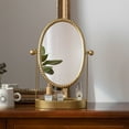 thumbnail image 6 of Vintage Makeup Mirror, Desk Mirror with Tray, Metal Vanity Mirror with Stand Antique Decorative, 360° Swivel Table Top Mirror for Dresser, Countertop, Bedroom, Bathroom, Living Room, Gold, 6 of 6