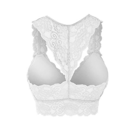 

iOPQO lingerie for women New Women Plus Size Vest Crop Wire Free Bra Lingerie V-Neck Underwear S-3XL White XXL