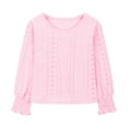 thumbnail image 3 of Bjutir Girl Shirts Long Sleeve Tops Casual Loose Fit Round Neck Hollow Out Blouse Tee For Teen Comfortable Breathable Daily Wear Long Sleeve Cute Print Girls Tops,Pink,12-14 Years, 3 of 8