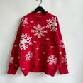 thumbnail image 5 of Gibobby Suéter Divertido navideños Suéter grueso de Otoño/Invierno para mujer, suéter de Navidad de Año Nuevo, de punto de manga larga con cuello redondo y de nieve (Rojo, XL), 5 of 5
