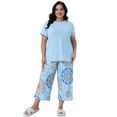 thumbnail image 3 of DARING DIVA Women's Plus Size 2-piece Short Sleeve Pajamas Set 3X Blue, 3 of 5