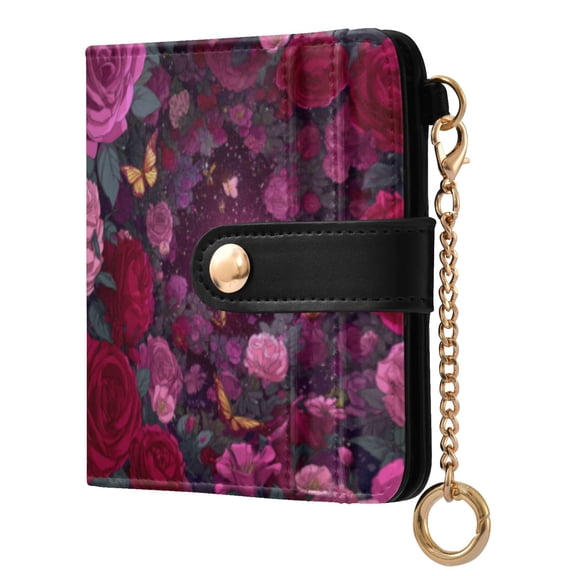 Qxltty Galaxy Rose Ladies Wallet Rfid Slim Thin Compact Credit Card Women Wallet Zipper Coin Pocket and ID Window for Female Gifts