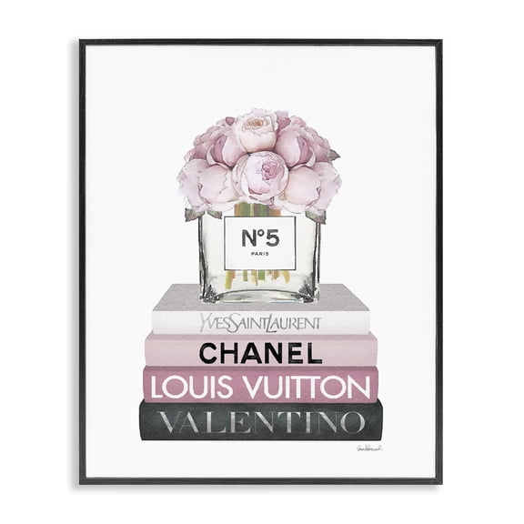 Stupell Industries Victorian Pink Roses on Fashion Books Black Framed Giclee Art, 11 x 14, by Amanda Greenwood