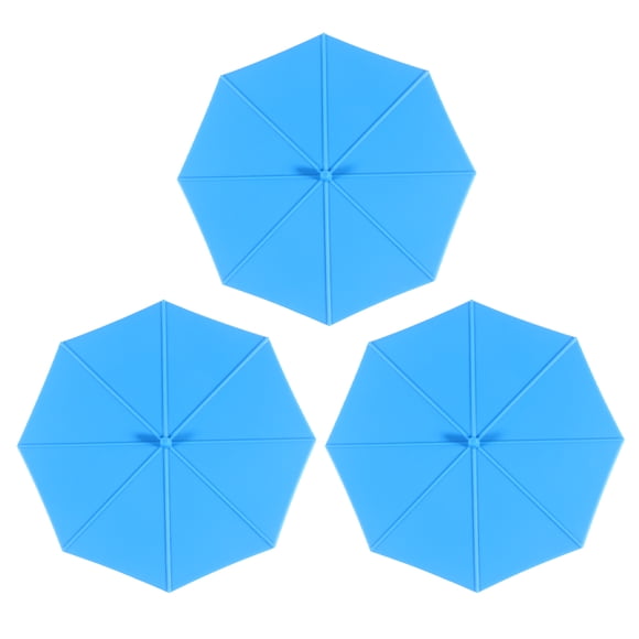 3PCS Leakproof Lovley Umbrella Design Silicone Cup Lids Dustproof Suction Sealed Mug Covers (Blue)