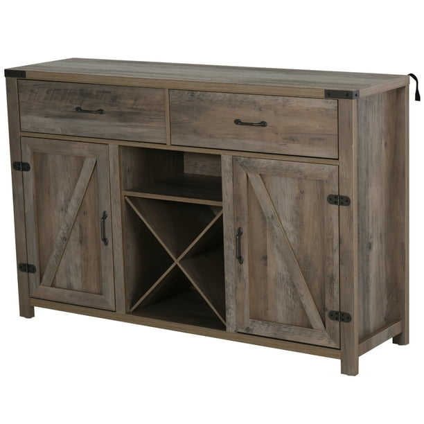 Wooden Retro Farmhouse Sideboard Storage Buffet with 2