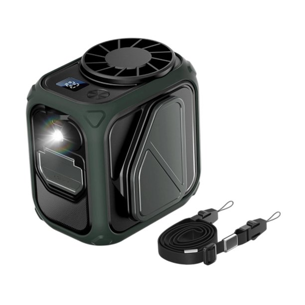 Ventilador portátil de cintura para colgar en el cuello, silencioso, multiusos, manos libres, para cinturón. Verde