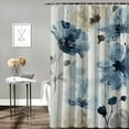 thumbnail image 2 of BCIIG Watercolor Ink Floral Shower Curtain, Tan and Dark Blue Wildflower Bathroom Shower Curtain, Fabric Waterproof Shower Curtain with, 2 of 6