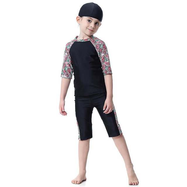 Chica islámica Mu traje de baño modesto Burkini niños árabe traje de baño ropa de playa A140cm