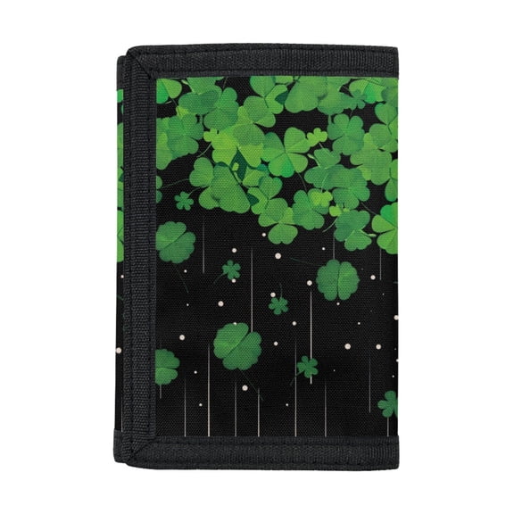 Chririnla Elastic Polyester Trifold Coin Wallet with Lightweight Portable Kids Trifold Wallet for Sports, Clover Leaf Gradient Print Children's Wallet