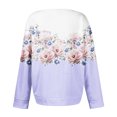 thumbnail image 5 of Women's Autumn Winter Plant Print Top Waffle Henry Shirt for Nature-Inspired Comfortable and Loose Fit Fall Tops for Women,Purple,2XL, 5 of 7