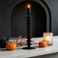 thumbnail image 4 of Linnome Halloween Themed Black Glass Candlestick, Elegant Gothic Taper Candle Holder for Table Centerpiece Decor, Spooky Party Ornament and Haunted House Holiday Decoration Gift, 4 of 6