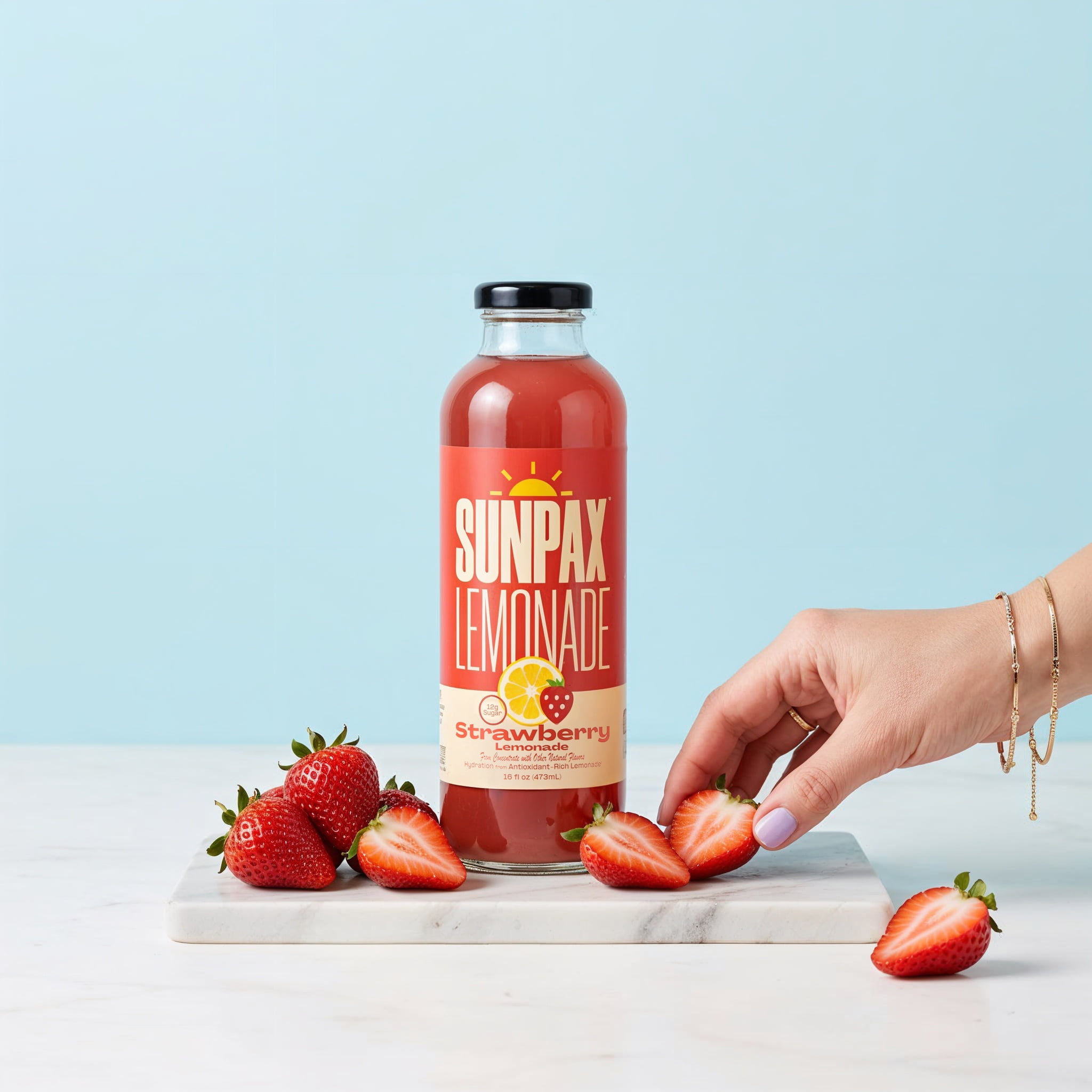 Sunpax Non GMO, All Natural Juice, Strawberry Lemonade, 16 fl oz