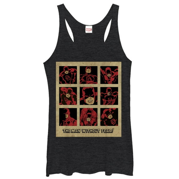 Women's Marvel Daredevil Classic Man Without Fear  Racerback Tank Top Black Heather Large