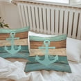 thumbnail image 6 of Outdoor Throw Pillows Covers 18X18 Set of 2 Waterproof Farmhouse Decorative Zippered Cushion Covers for Patio Furniture, Wood Grain Anchor Lumbar Pillowcases Turquoise Brown, 6 of 8