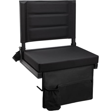 Stadium Seats for Bleachers with Back Support Portable Bleacher Seats with Thick Padded Cushion and Shoulder Strap Wide Stadium Seat Chair Includes Hooks Cup Holder and Side Pocket 2-P