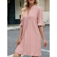 thumbnail image 2 of Women's Eyelet Flounce Sleeve Mini Dress 95% polyester and 5% spandex fabric for a light comfortable everyday wear, 2 of 13