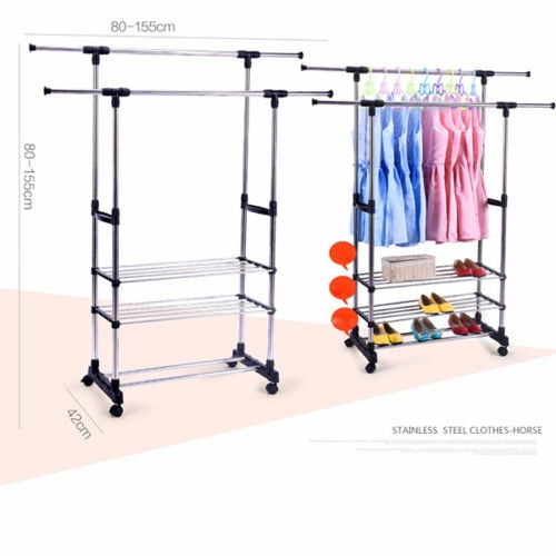 HOUSEHOLD CLOTHES HANGER #SINGLE #DOUBLE POLE/ DRYING RACK (RAK